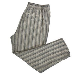 Banana Republic Off White Navy Striped Linen Tapered Hayden Pant Size 12